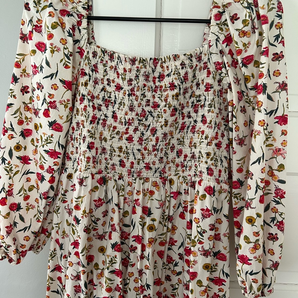 J. Crew Floral Smocked Dress - Red and Green - Picture 2 of 2